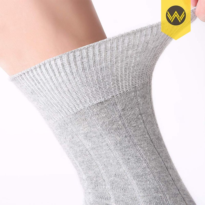 WANDER Dress Socks Men's Classic Cotton Solid Premium Ribbed Socks Seamless Soft for Office Business 6 Pairs 7-12 - Image 4